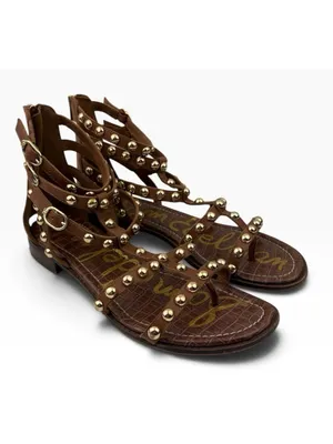 -Sam Edelman Estella Studded Flat Gladiator Sandal Womens 11 Brown Festival Flat thumbnail 7