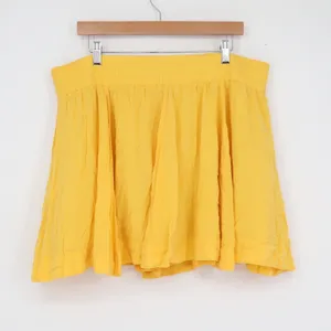 Twenty One Yellow Cotton Flared Mini Skirt Elastic Waist Lined Size L thumbnail 5