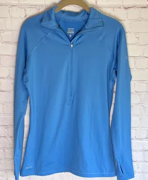 Nike Women's Sky Blue Long Sleeve‎ Athletic Sweatshirt Woman’s Size Large thumbnail 1