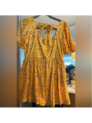 Mud Pie NEW Floral Yellow Mini Sundress Dress M thumbnail 3