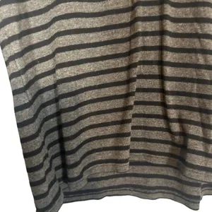 Lauren Ralph Lauren Gray & Black Striped Long Sleeve Henley Blouse Women Sz M thumbnail 4
