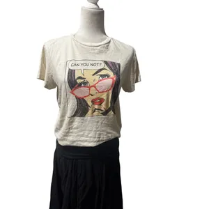 RE/DONE "Can You Not?" Pop Art Graphic Tee Cream Cotton Made in USA Size S thumbnail 2