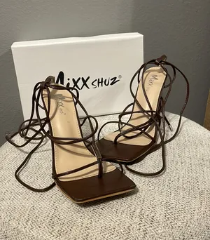 These Three Boutique Nicky Brown Lace Up Heels thumbnail 1