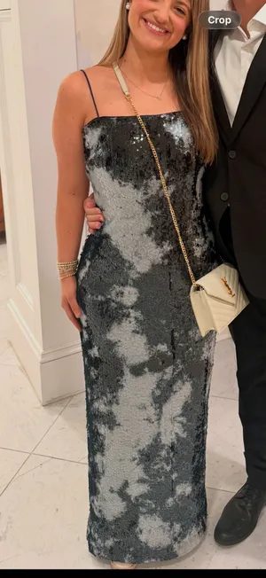 Navy and light blue sequin maxi dress Size 6 thumbnail 1