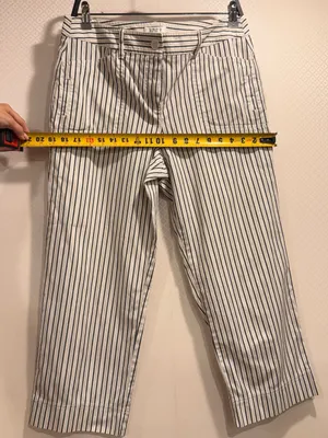 LOFT Cream Straight Leg Crop Pants with Black Pinstripes thumbnail 6