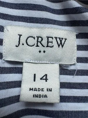 J.Crew Factory 14 Blue White Striped Ruffle Sleeve Midi Shirt Dress CK548 thumbnail 3