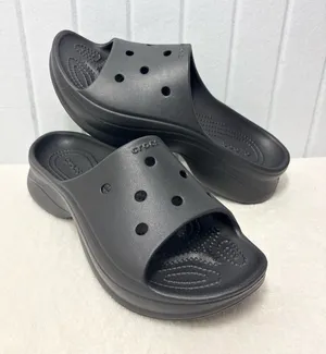 Crocs Classic Bae Slide Black Platform Sandals Slip On Shoes Womens Size‎ 9 NEW thumbnail 1