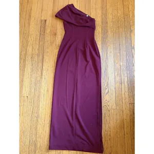 DB Studio Dress Womens 0 Red One Shoulder Sheath Gown Formal Evening Wedding thumbnail 8