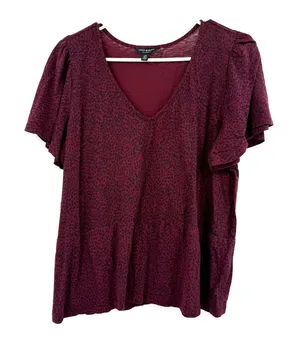 Lucky Brand Size Large Short Sleeve Blouse Tee Shirt Peplum Style‎ Top thumbnail 1