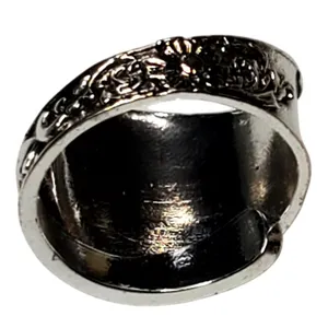 Silver Tone Floral Flowers Size 7 thumbnail 5