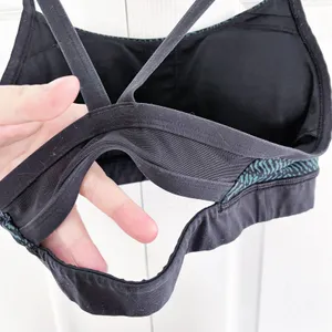 Lululemon Rise and Run Bra Mini Trax Deep Green Black Racerback Sports Bra thumbnail 5