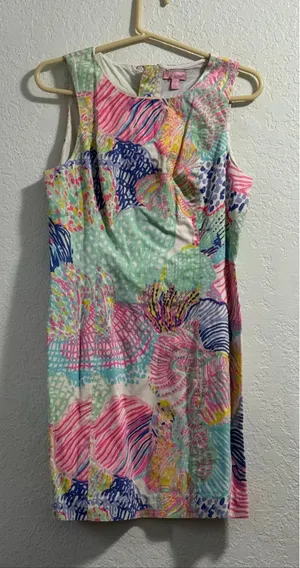 LILLY PULITZER Roar Of The Sea " MILA" SLEEVELESS SHIFT DRESS SIZE 4 thumbnail 1