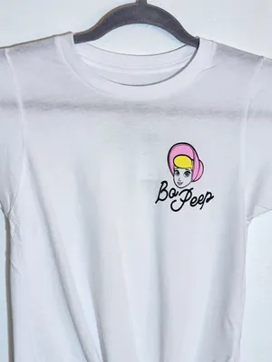 Toy Story Bo Peep White Tie Front Graphic Fitted Tee Size Small NWT thumbnail 2