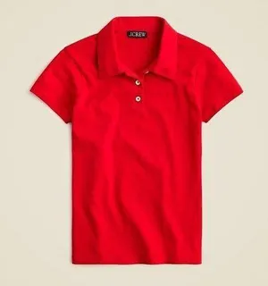 NWT JCrew Perfect-fit shrunken Red polo shirt Sz S Stubborn Green Tape Sold Out thumbnail 1