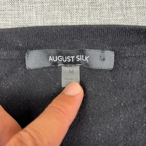 August Silk Sweater Womens M Black Rayon Nylon Crew Neck Tight-Knit Pullover thumbnail 11