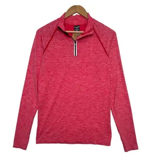 Victorias Secret Pink Active Top Womens Medium Pink Quarter Zip Yoga Gym Workout thumbnail 1
