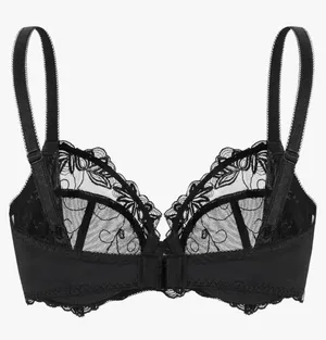 Amazon Wingslove Women's Sexy Lace Bra Plus Size Embroidered Sheer Unpadded Underwire Unlined Bra See Through Bra thumbnail 4