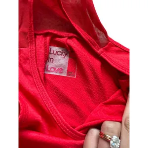 LUCKY IN LOVE Red Split Back Tank Top Sz M NEW thumbnail 3