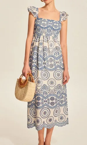 Commense Semi-Sheer Boho Floral Back Cutout Dress size M thumbnail 1