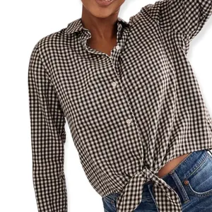 MADEWELL Flannel Tie Front Gingham Button Down Shirt Size S NEW thumbnail 2