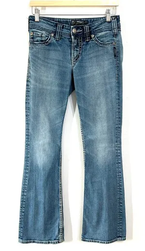 Silver Jeans Suki Surplus‎ Bootcut Women 26x32 Blue Denim Mid Rise Medium Wash thumbnail 1