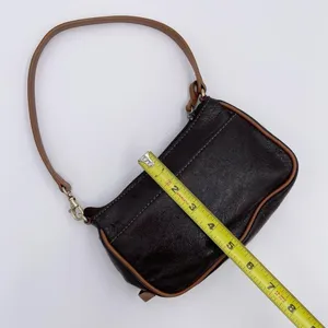 Vintage Nine West Y2K Mini Shoulder Bag Purse Deep Brown Faux Leather Retro 2000 thumbnail 9
