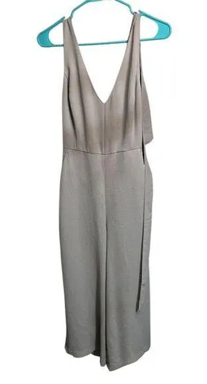 Wilfred Women's Sleeveless Jumpsuit Size 8 Gray V-Neck Waist Tie Casual thumbnail 1