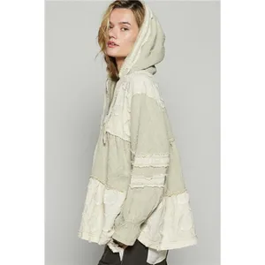 NWT POL Raw‎ Hem Color Block Hooded Jacket thumbnail 3
