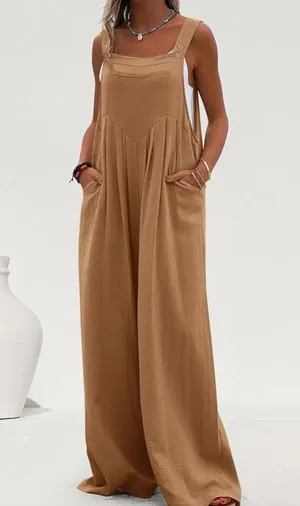 PRETTYGARDEN Casual Sleeveless Loose Strappy Wide Leg Bib Overalls with Pockets thumbnail 2
