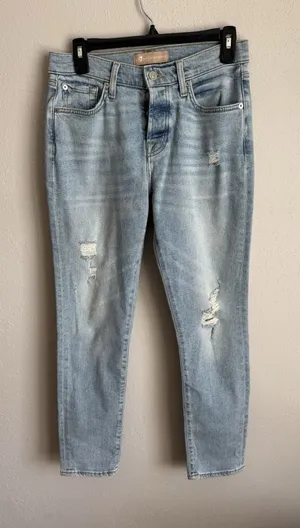 7 For All Mankind Josephina Light Wash Luxe Vintage Slim Skinny Jean Womens 25 thumbnail 1