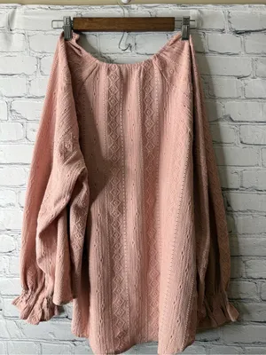 FRYE Dusty Rose Crochet-Detail Peasant Blouse XL thumbnail 8
