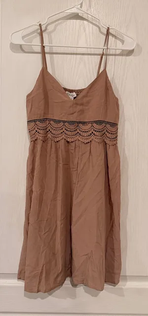 Birch and Stone Spaghetti Strap Boho Dress in Tan thumbnail 1