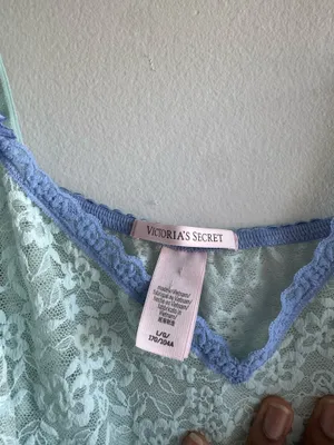 Victoria's Secret Teal Lace Slip with Blue Trim thumbnail 4