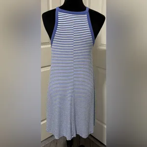 Old Navy Navy Stripe High-Neck A-Line Swing Dress thumbnail 4