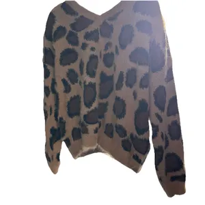 L Love Leopard Print Fuzzy Eyelash Knit Sweater Boho Festival Cozy top size L thumbnail 2