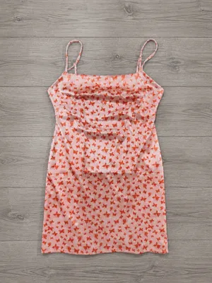 Urban Outfitters Pink Butterfly Satin Slip Mini Dress Y2K Size M thumbnail 2