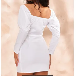 PrettyLittleThing White Long Sleeve Bodycon Dress thumbnail 3