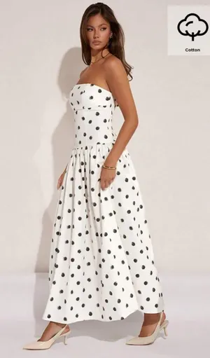White polka dot maxi dress thumbnail 1