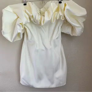 House of CB Selena Ivory Satin Ruffle‎ Strapless Dress size XL NWOT thumbnail 6