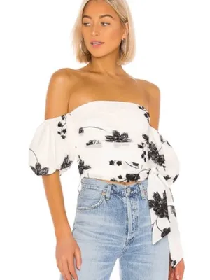 House of Harlow 1960 x REVOLVE Leya Embroidered Top in White & Black thumbnail 1