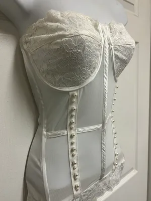 White Mesh Pearl Detailing Corset thumbnail 7