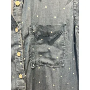 Thread & Supply Blue‎ Tencel Star Print Button Down Shirt Dress Small D4287TCTJ thumbnail 2