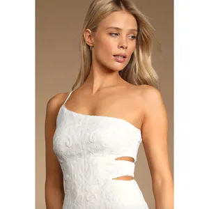 Lulus Want To Wow White Sequin Cutout One-Shoulder Bodycon Mini Dress XL NWT thumbnail 5