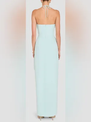 NEW Amanda Uprichard Alessandra Halter Neck Ruffle Trim Gown Sz L thumbnail 2