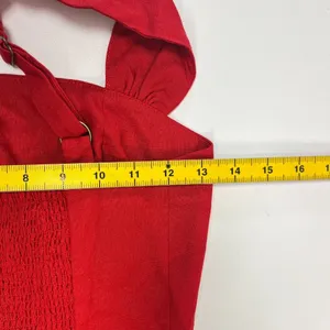 NWOT Farm Rio Stretch Linen Blend Cami Maxi Dress Size XS Classic RED thumbnail 14