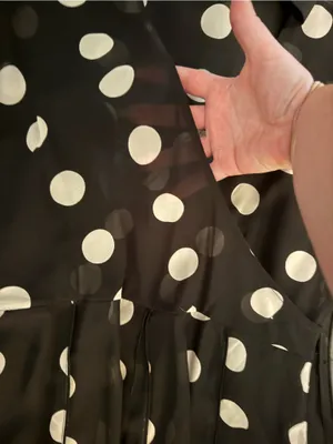Vintage Sandra Darren black polka dot dress with ruffles Size: 10 #polkadot thumbnail 4