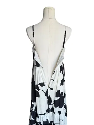 Hutch x Anthropologie - Guthrie Floral Satin Maxi Dress Side Slit Tie Back Sz 2 thumbnail 7