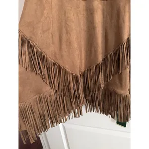 Halara Brown Faux Suede Bodycon Fringe Mini Dress Western Boho XL NWT thumbnail 7