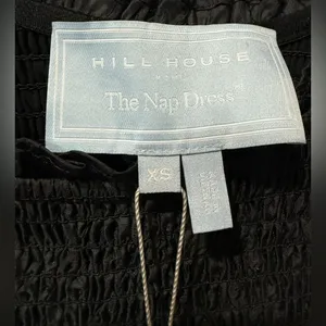 NWT Hill House Nap‎ Dress Smocked Black Maxi Dress Crushed Taffeta Size XS thumbnail 6