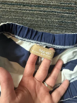 Free-EST by Free People XS Navy Cream Striped 100% Cotton Shorts thumbnail 4